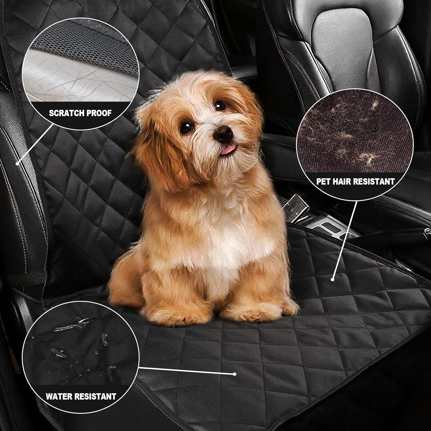 Dog Seat Covers for Cars Suvs Waterproof Pet Car Seat Cover Front Seat, Nonslip Single Bucket Seat Covers for Dogs, Scratch Proof & Heavy Duty, Black