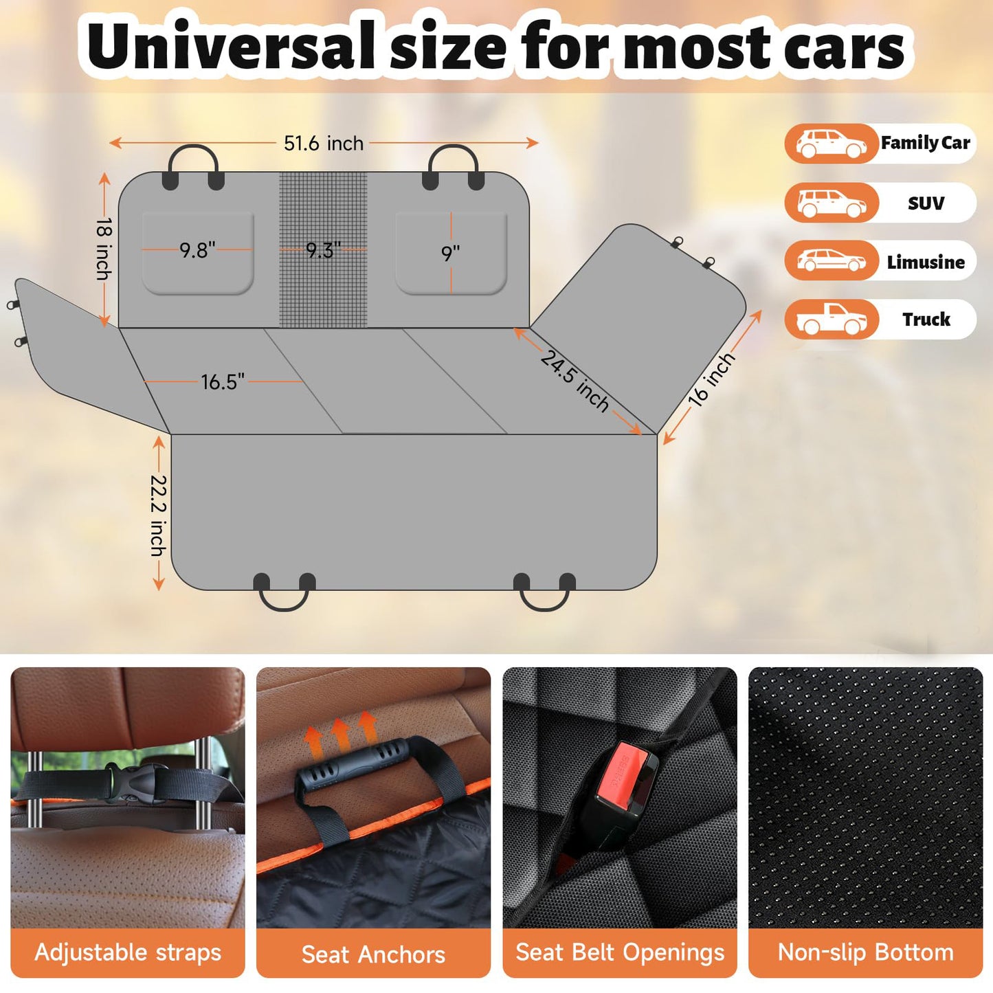 Heat Load Bearing Seat Cover Car Mounted Pet Pad