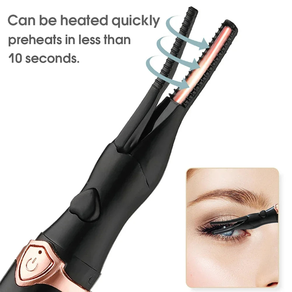 Electric Heated Eyelash Curler USB Rechargeable Eyelashes Curler Quick Heating Natural Eyelash Curler Long Lasting Makeup