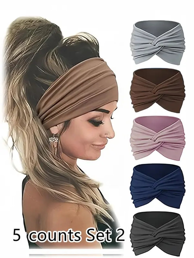 Women'S Wide Knot Headband Set for Summer Hairstyle, Boho Style Headband, Hair Band for Summer Daily, Hair Accessories for Women & Girls Back to School, Fall Outfits, Fall Freshness