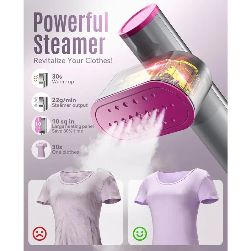 Steamer for Clothes,100V-240V Wide Voltage Travel Garment Steamer,15S Fast Heat Up,Clothes Steamer 2 in 1,2 Levels Steam,150Mi Tank,Large Ceramic Heat Panel,Suitable Clothing Steamer for Global Traveling,Business Trip