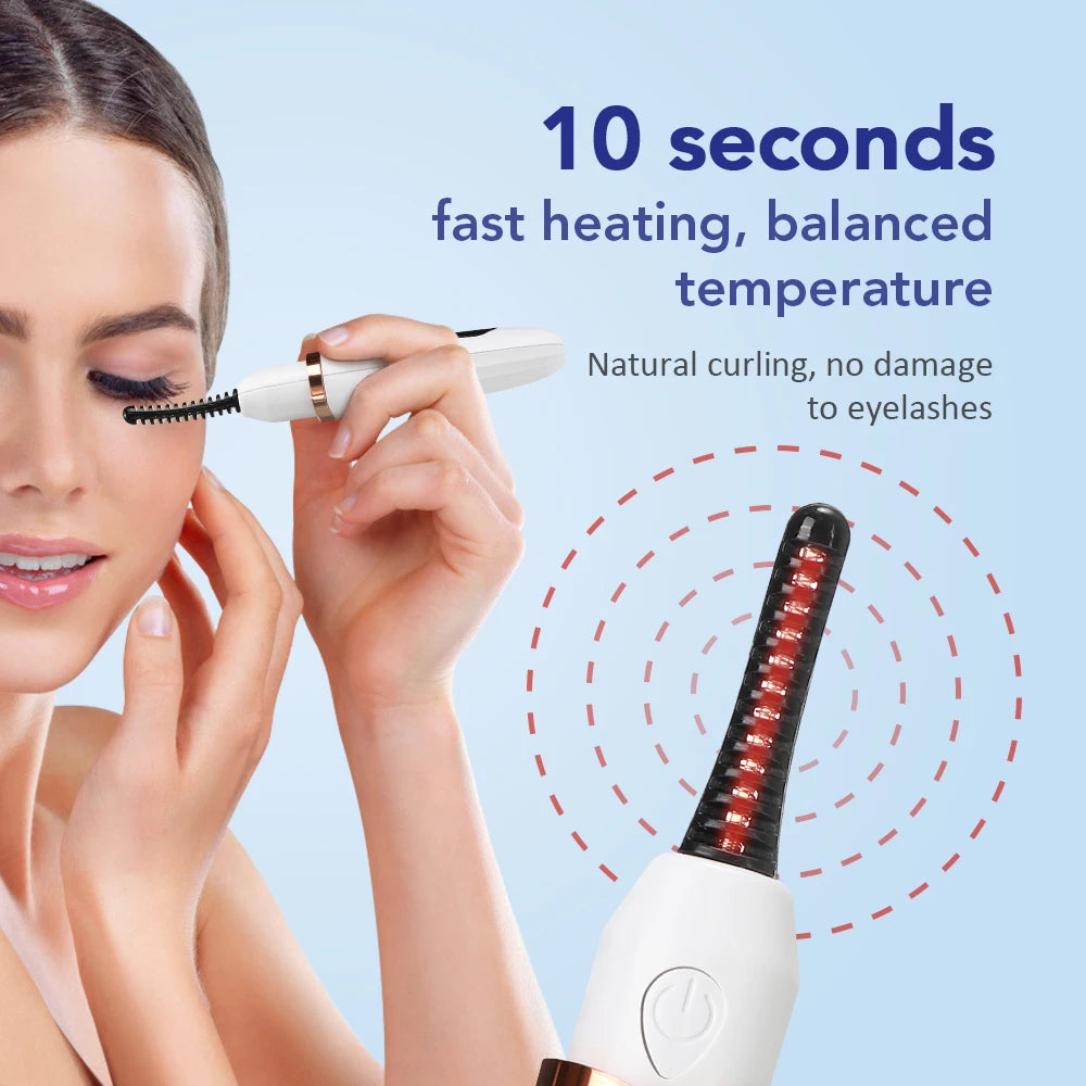 Electric Eyelash Curler Eyebrow Trimmer Portable Heated Eye Lashes Curling Tool Natural and Long-Lasting Styling USB Charging