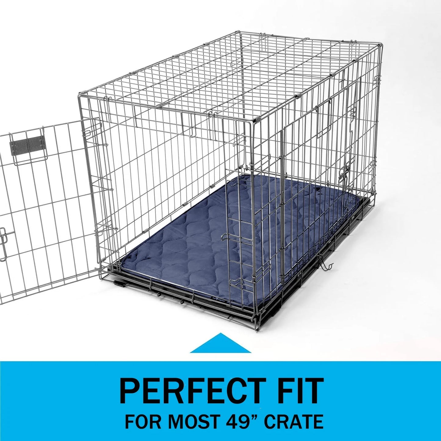 Large Dog Crate Bed Dog Crate Pad Washable Dog Bed Mat for Crate Mats for Dog Cage Mat Dog Kennel Pad Dog Kennel Mat Dog Crate Liner Dog Beds for Large Dog,48" X 32", 1/4" Thk,Blue