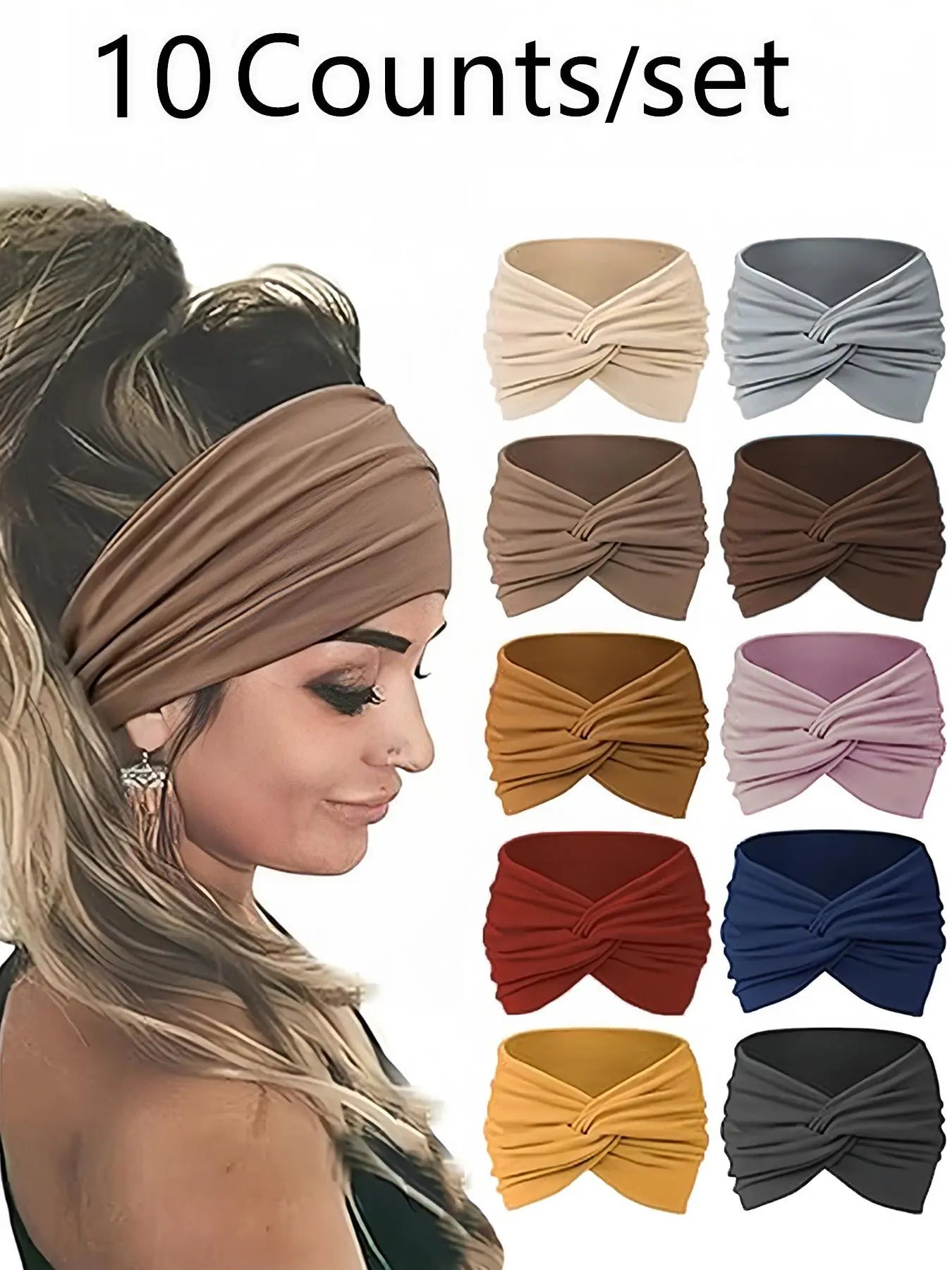 Women'S Wide Knot Headband Set for Summer Hairstyle, Boho Style Headband, Hair Band for Summer Daily, Hair Accessories for Women & Girls Back to School, Fall Outfits, Fall Freshness