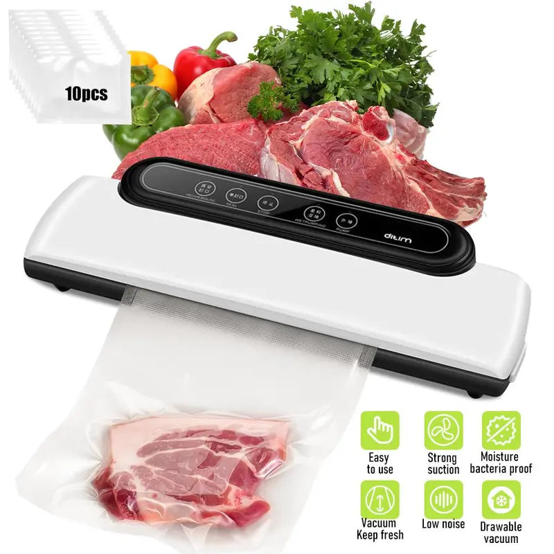 Vacuum Sealer Machine, Automatic Food Sealer Machine for Food Vacuum Packaging, Suction Power, Bags and Cutter Included, Compact One-Touch Automatic Food Sealer with External Vacuum System, Dry Moist Fresh Modes for All Saving Needs with Free Bags