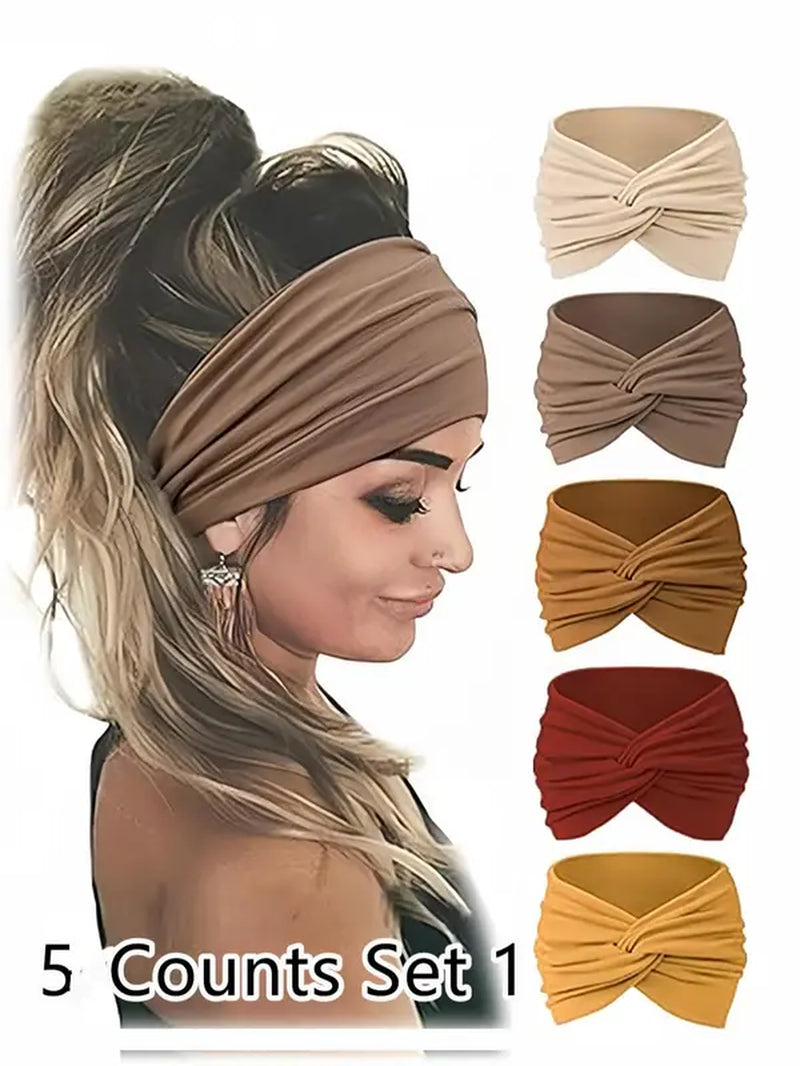 Women'S Wide Knot Headband Set for Summer Hairstyle, Boho Style Headband, Hair Band for Summer Daily, Hair Accessories for Women & Girls Back to School, Fall Outfits, Fall Freshness