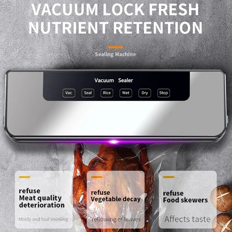 Vacuum Sealer Machine, Automatic Food Sealer Machine for Food Vacuum Packaging, Suction Power, Bags and Cutter Included, Compact One-Touch Automatic Food Sealer with External Vacuum System, Dry Moist Fresh Modes for All Saving Needs with Free Bags