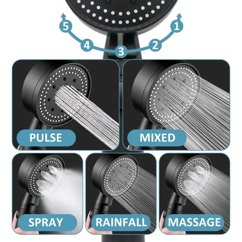 5 Setting Adjustable Pressurized Shower Head