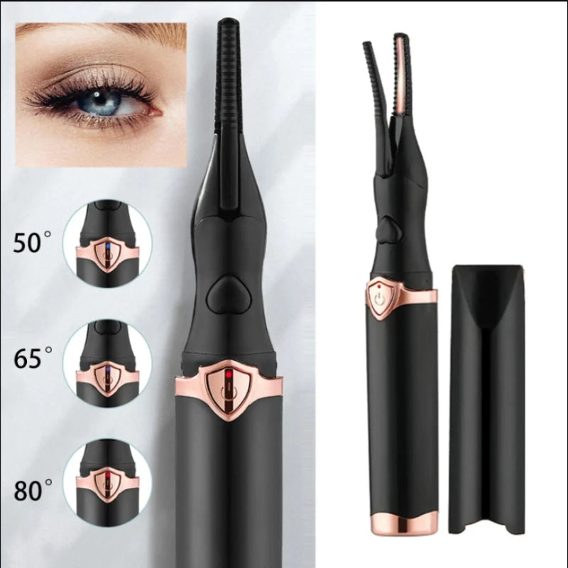 Women Heated Eyelash Curler USB Charging Last for 24H Fast Heating Eyelash Brush Quick Natural Curling Eyelash Makeup Tools