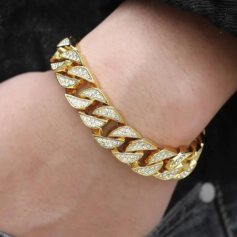 Miami Curb Diamond & Gold Cuban Link Bracelet