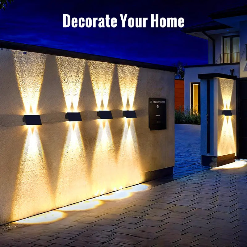 Solar up & down Wall Fence RGB LED Lights, Solar Mood Decorative Lights, 5 Lighting Modes, Waterproof for Outdoor Use, Suitable for Wall, Fence, Yard, Pool, Railing, Patio, Porch, Garden