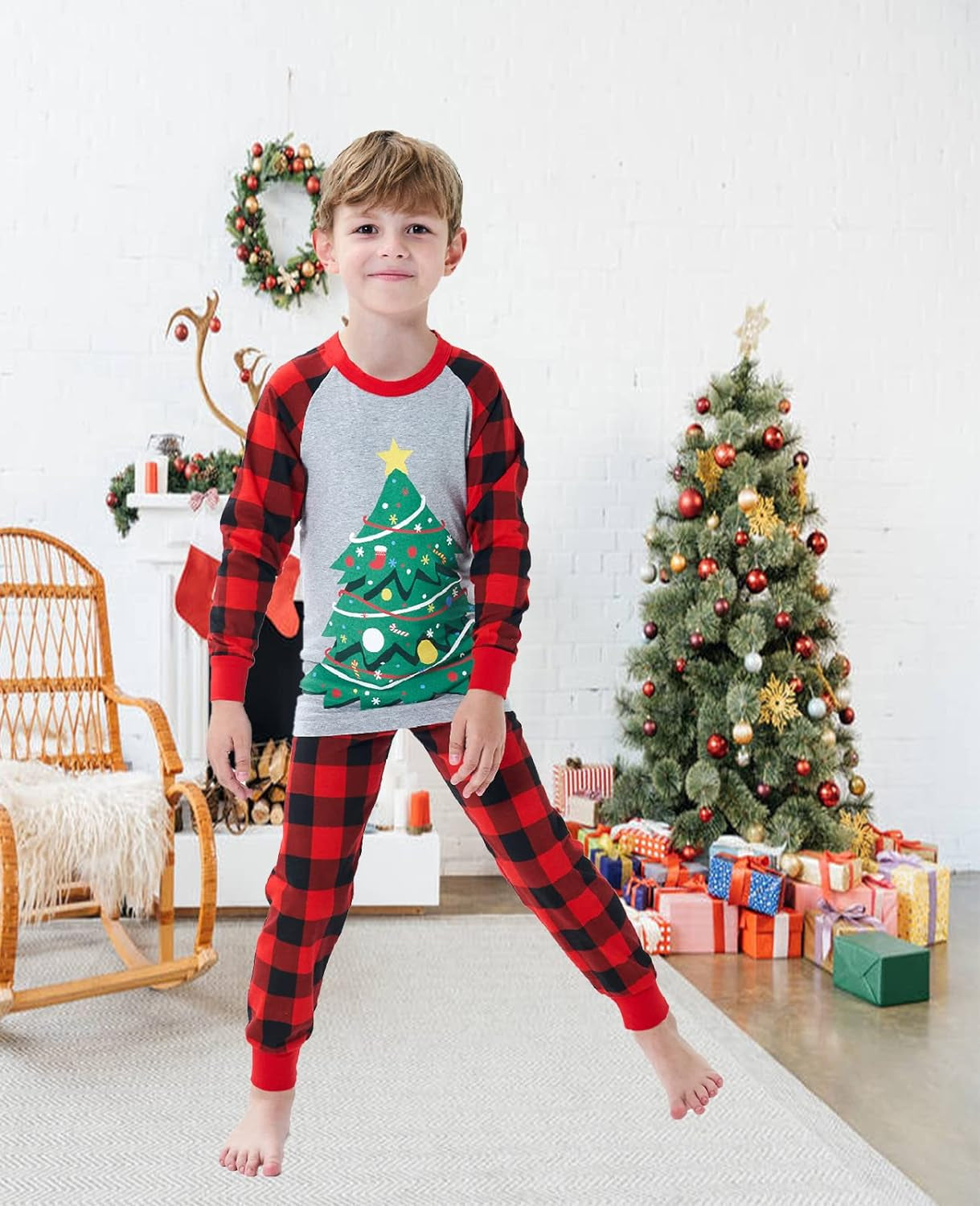 Family Matching Christmas Pajamas Boys Girls Holiday Pajamas Kids Sleepwear Christmas Pjs