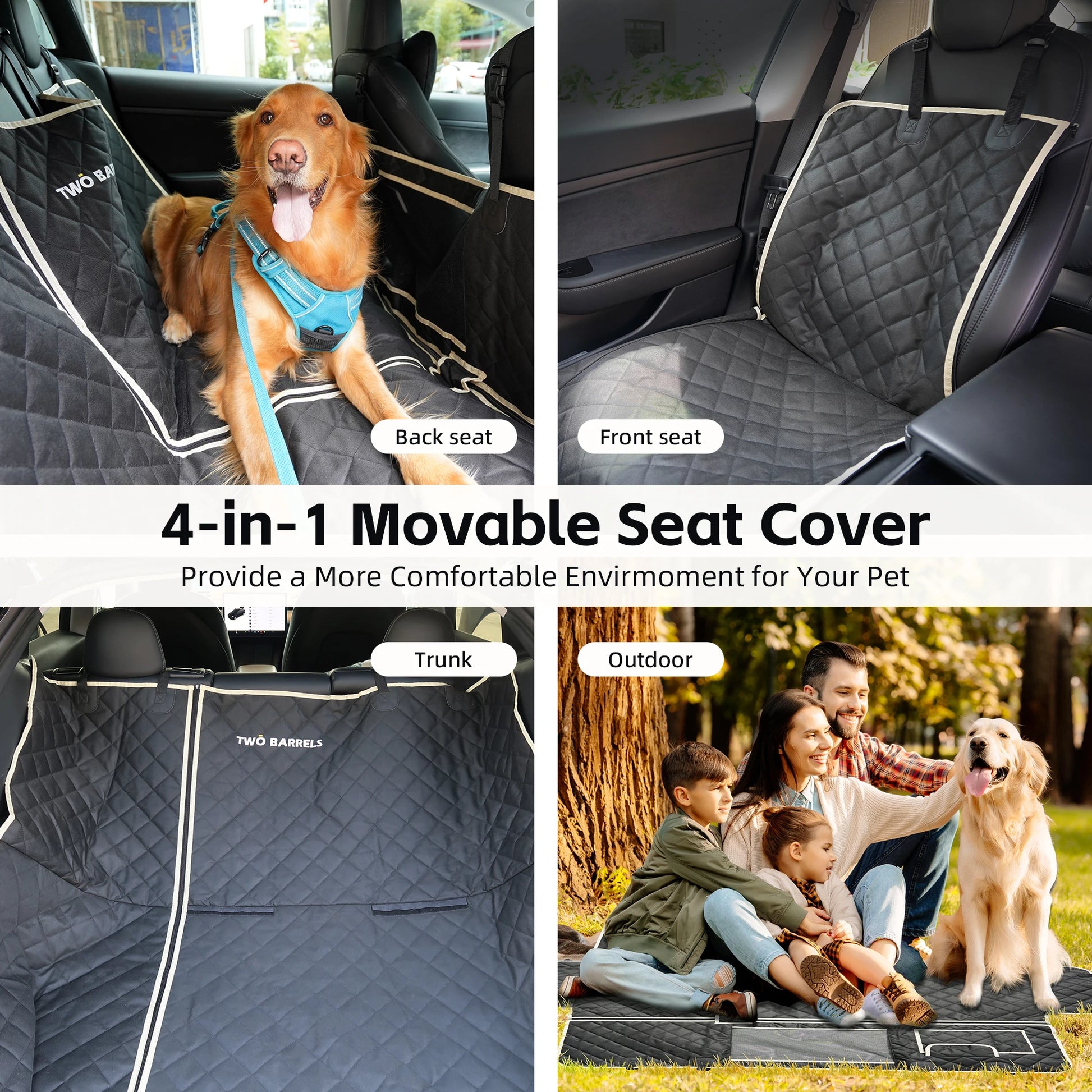 Car Pet Seat Cover Waterproof Pet Travel Accessories Foldable Dog Car Seat Safety Hammock Trunk Mat Car Rear Back Seat Protector