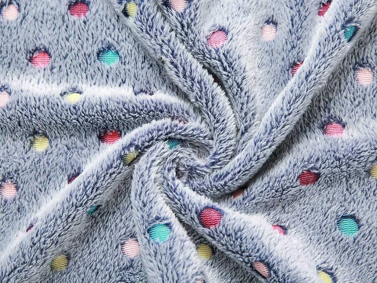 1 Pack 3 Blankets Super Soft Cute Dot Pattern Pet Blanket Flannel Throw for Dog Puppy Cat Dot Grey Medium