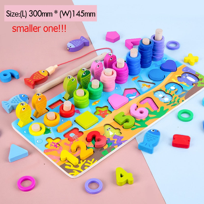 Kids Montessori Math Toys For Toddlers Educational Wooden Puzzle Toys Count Number Shape Matching Sorter Games Board Toy