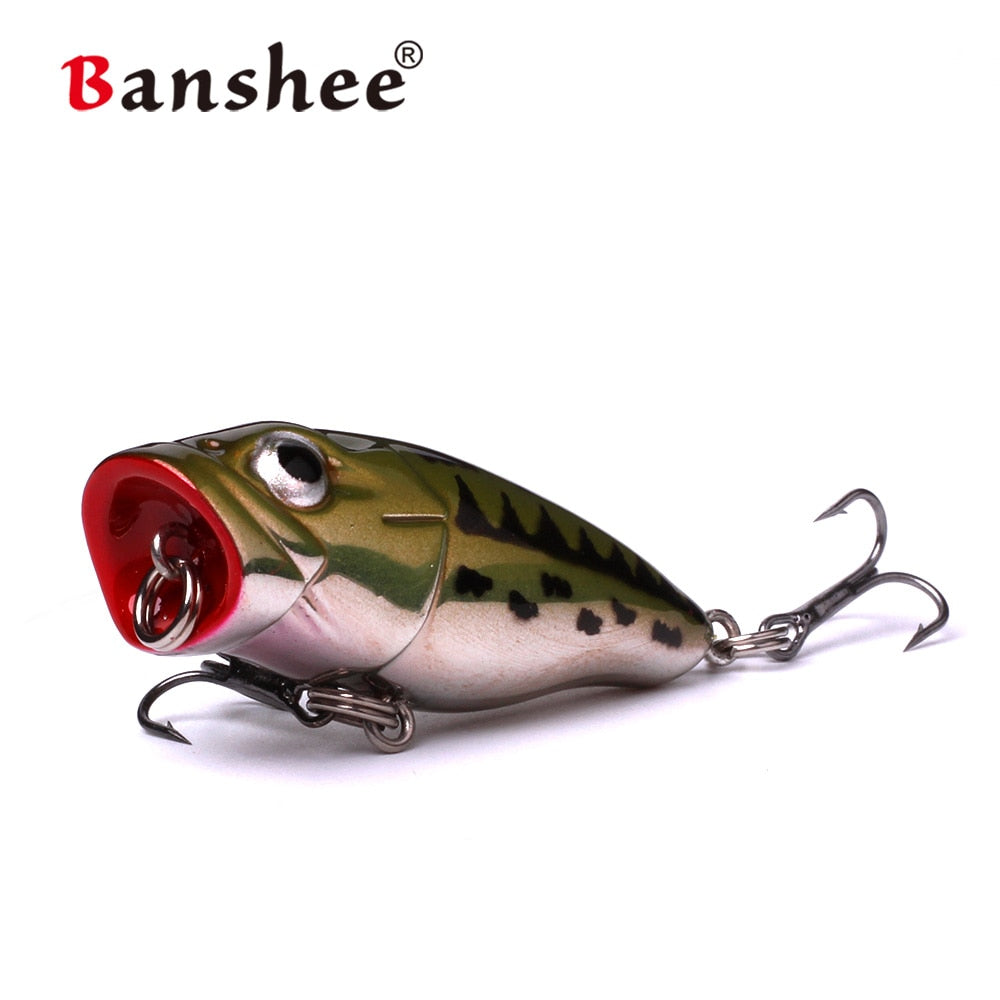 Banshee 45mm 3.3g Mini Popper Fishing Lure Hard Bait Artificial Poper Topwater Bass Trout Pike Fishing Crankbait Crank Wobbler