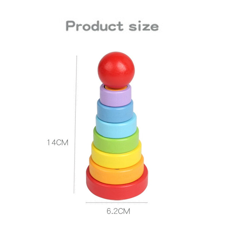 Montessori Baby Wooden Toys 3D Children's Educational Early  Learning  Wooden Rainbow Building Blocks Toys For Children Kid Gift