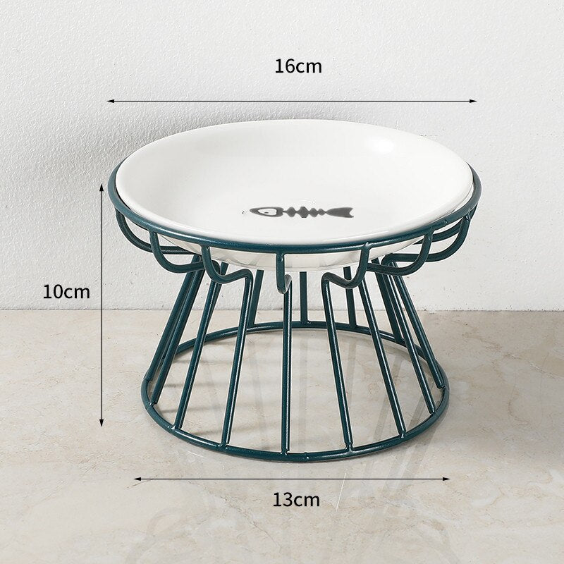 Fashion High-end Pet Bowl Various Cartoon Paw Patterns Stainless Steel Shelf Ceramic Bowl Feeding for Dog and Cat Pet Feeder