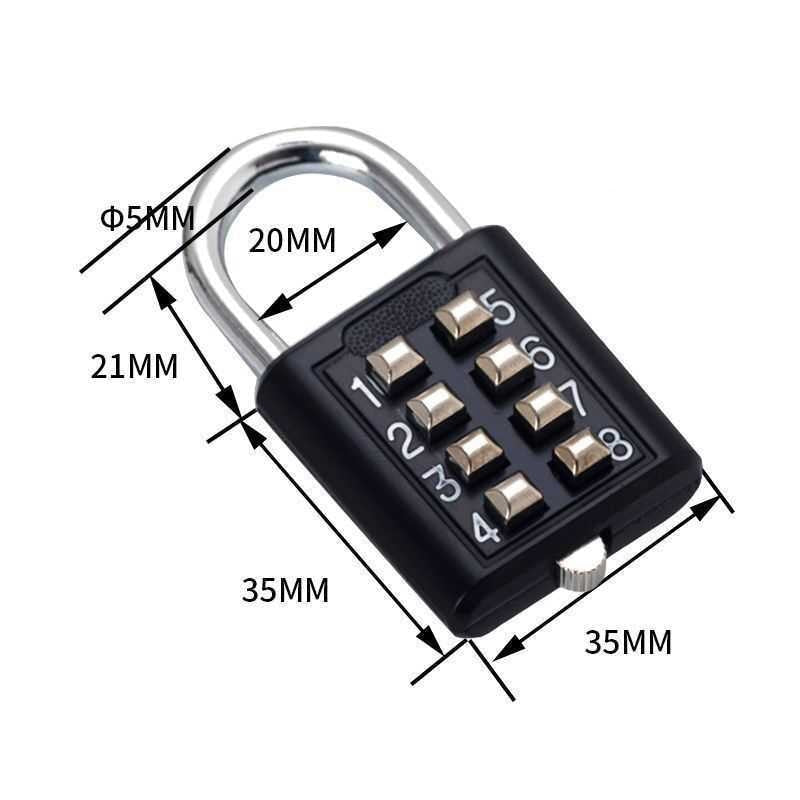 8 Digits Password Code Combination Padlock Zinc Alloy Suitcase For Luggage Travel Code Smart Lock Code Keyed Anti-thieft Lock