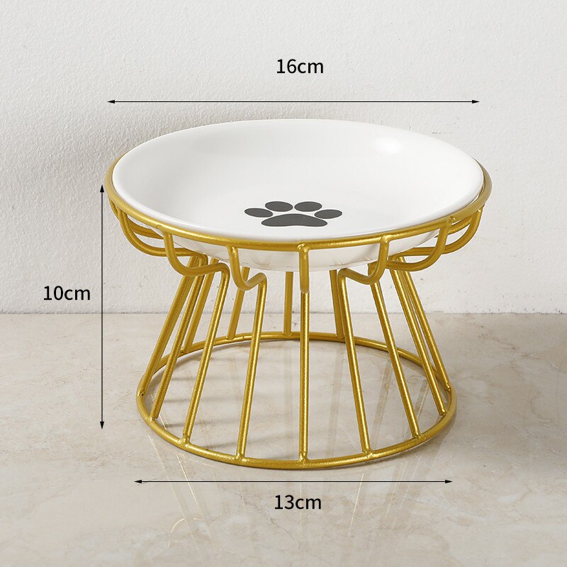 Fashion High-end Pet Bowl Various Cartoon Paw Patterns Stainless Steel Shelf Ceramic Bowl Feeding for Dog and Cat Pet Feeder