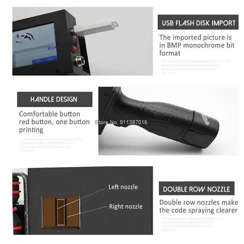 12.7mm Variable QR Bar Batch Code Date Number Logo Expiry Date Label Portable Hand Jet Handheld Thermal Inkjet Printer