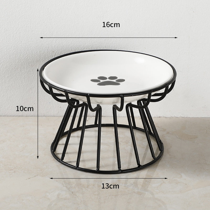 Fashion High-end Pet Bowl Various Cartoon Paw Patterns Stainless Steel Shelf Ceramic Bowl Feeding for Dog and Cat Pet Feeder