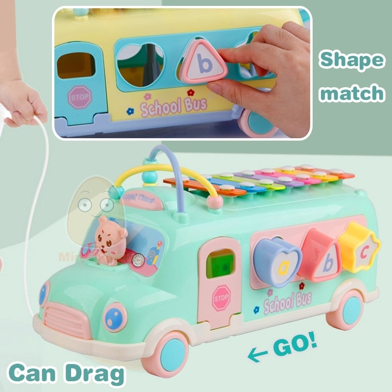 New Kids Music Bus Toys Instrument Xylophone Piano Lovely Beads Blocks Sorting Learning Educational Baby Toys For Children