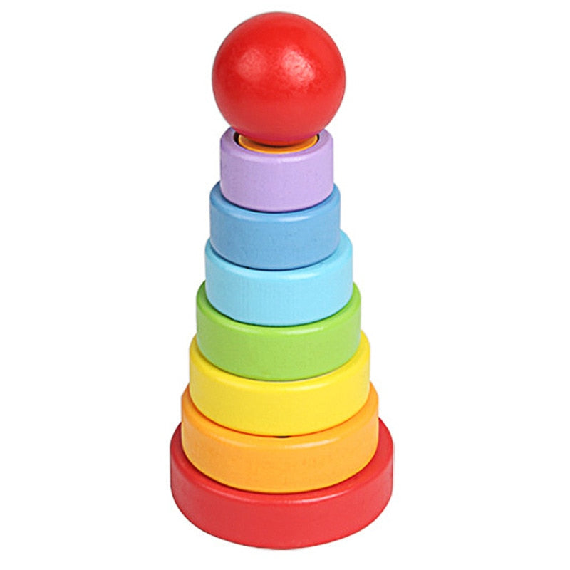 Montessori Baby Wooden Toys 3D Children's Educational Early  Learning  Wooden Rainbow Building Blocks Toys For Children Kid Gift