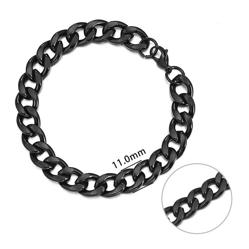 Jiayiqi 3-11 mm Men Chain Bracelet Stainless Steel Curb Cuban Link Chain Bangle for Male Women Hiphop Trendy Wrist Jewelry Gift