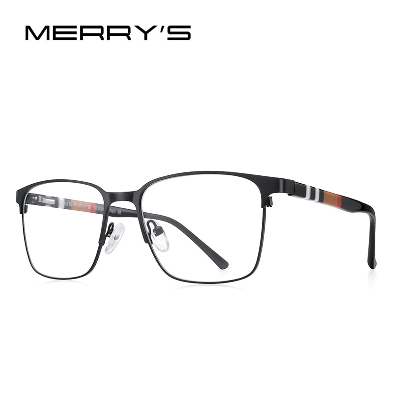 MERRYS DESIGN Titanium Alloy Glasses Frame For Men Women Fashion Square Acetate Legs Myopia Prescription Eyeglasses S2252