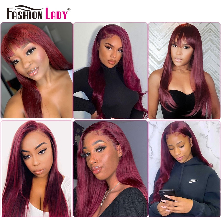 Fashion Lady Pre-Colored Human Hair Bundles Brazilian Hair Straight Hair Bundles 99j Dark Red Bundles Bundle Per Pack Non-Remy