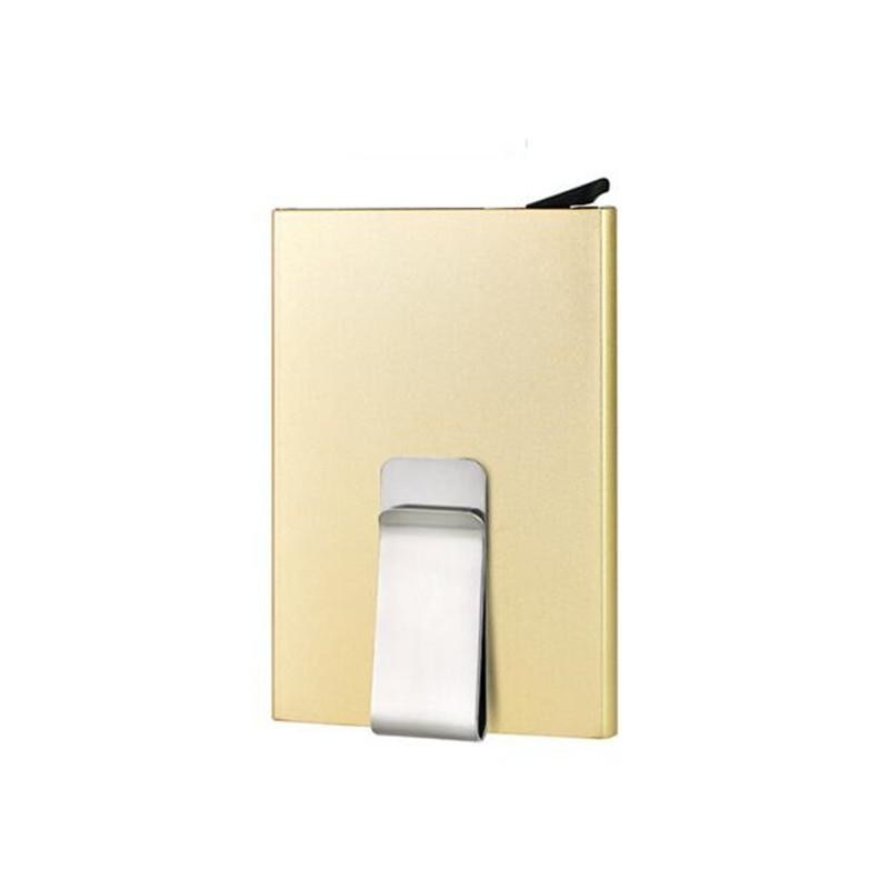 Men Metal Card Holder Women Solid Color Leather Aluminum Bank Credit Card Holder Business Card Case Automatic Pop up Minimalist