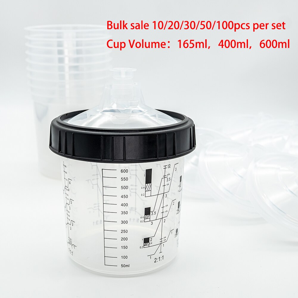 10/20/30/50pcs Bulk Sale Spray Gun Paint Tank Spray Gun Mixing Cup 165/400/600ml Disposable Measuring Cup Type H/O Quick Cup