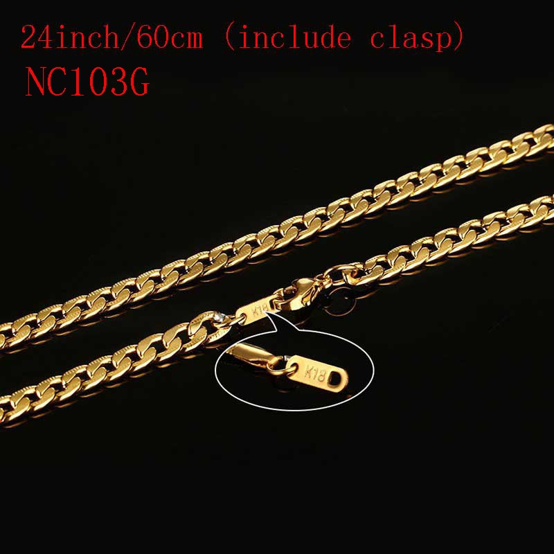 Vnox 24inch Gold-color Chain Necklace Long Stainless Steel Metal Snake/Cable/Round Box Chain