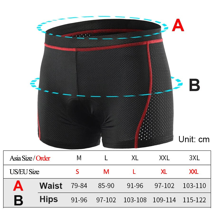 NEWBOLER Breathable Cycling Shorts Cycling Underwear 5D Gel Pad Shockproof Bicycle Underpant MTB Road Bike Underwear Man Shorts