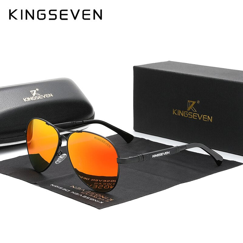 KINGSEVEN 2021 New Trend Quality Titanium Alloy Men's Sunglasses Polarized Sun glasses Women Pilot Mirror Eyewear Oculos de sol