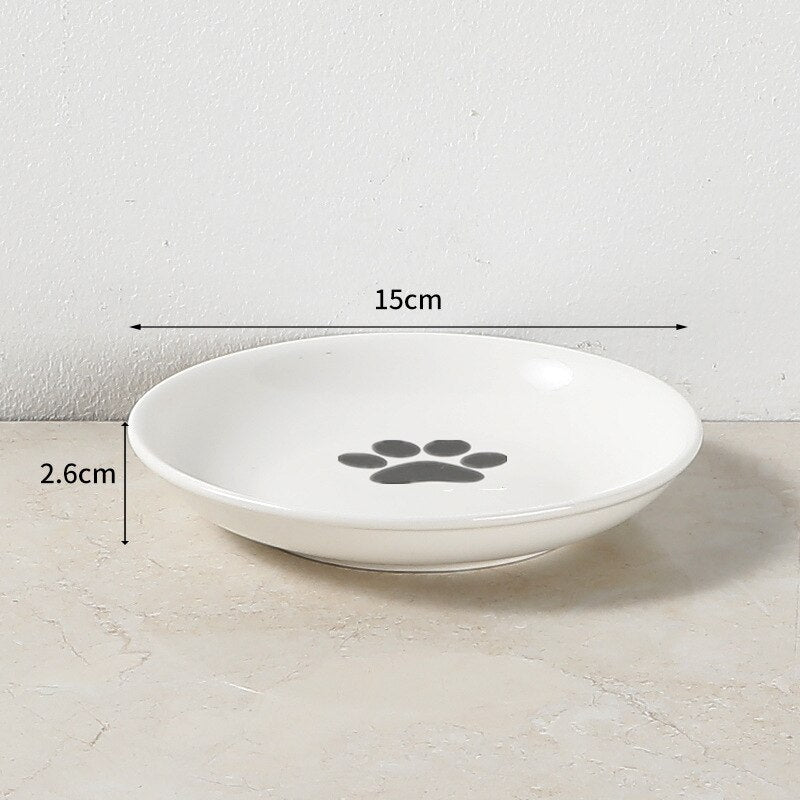 Fashion High-end Pet Bowl Various Cartoon Paw Patterns Stainless Steel Shelf Ceramic Bowl Feeding for Dog and Cat Pet Feeder