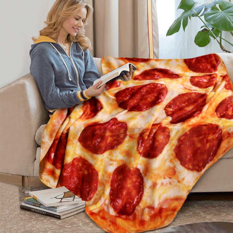 WOSTAR Warm coral fleece tortilla pizza blanket mexican round shape lavash wool sofa plaid plush bedspread winter throw blanket