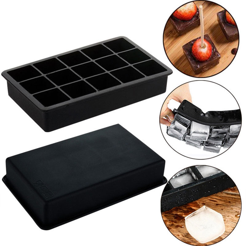 15 Cavity Silicone Ice Tray Ball Maker Form Frozen Mold Ice Cube Popsicle Maker Kitchen Moulds Black