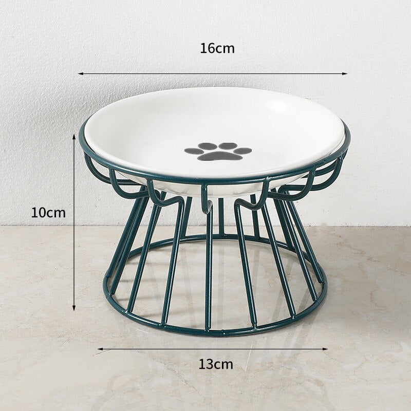 Fashion High-end Pet Bowl Various Cartoon Paw Patterns Stainless Steel Shelf Ceramic Bowl Feeding for Dog and Cat Pet Feeder