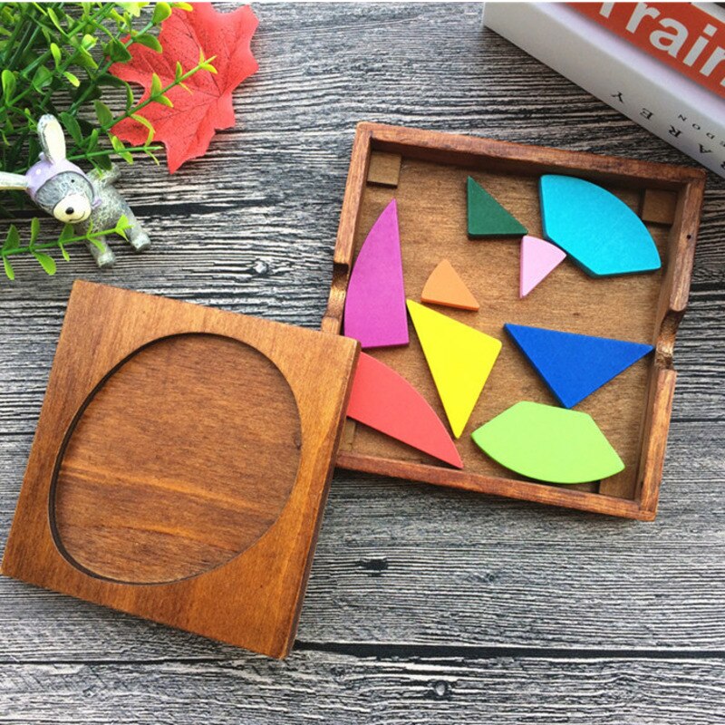 Hexagonal Wooden Puzzles IQ Game Educational Toys For Children Kids Adults Tangram Board IQ Brain Teaser Montessori Toys Gifts