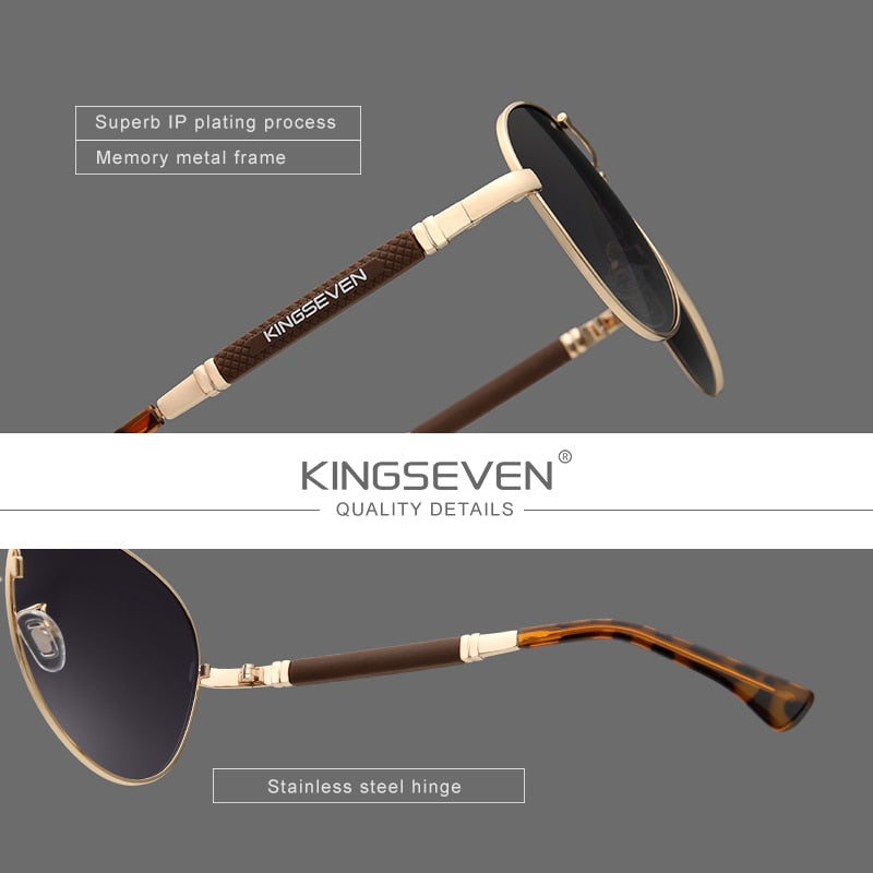 KINGSEVEN 2021 New Trend Quality Titanium Alloy Men's Sunglasses Polarized Sun glasses Women Pilot Mirror Eyewear Oculos de sol