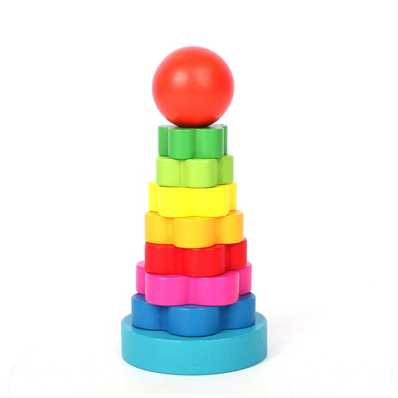 Montessori Baby Wooden Toys 3D Children's Educational Early  Learning  Wooden Rainbow Building Blocks Toys For Children Kid Gift