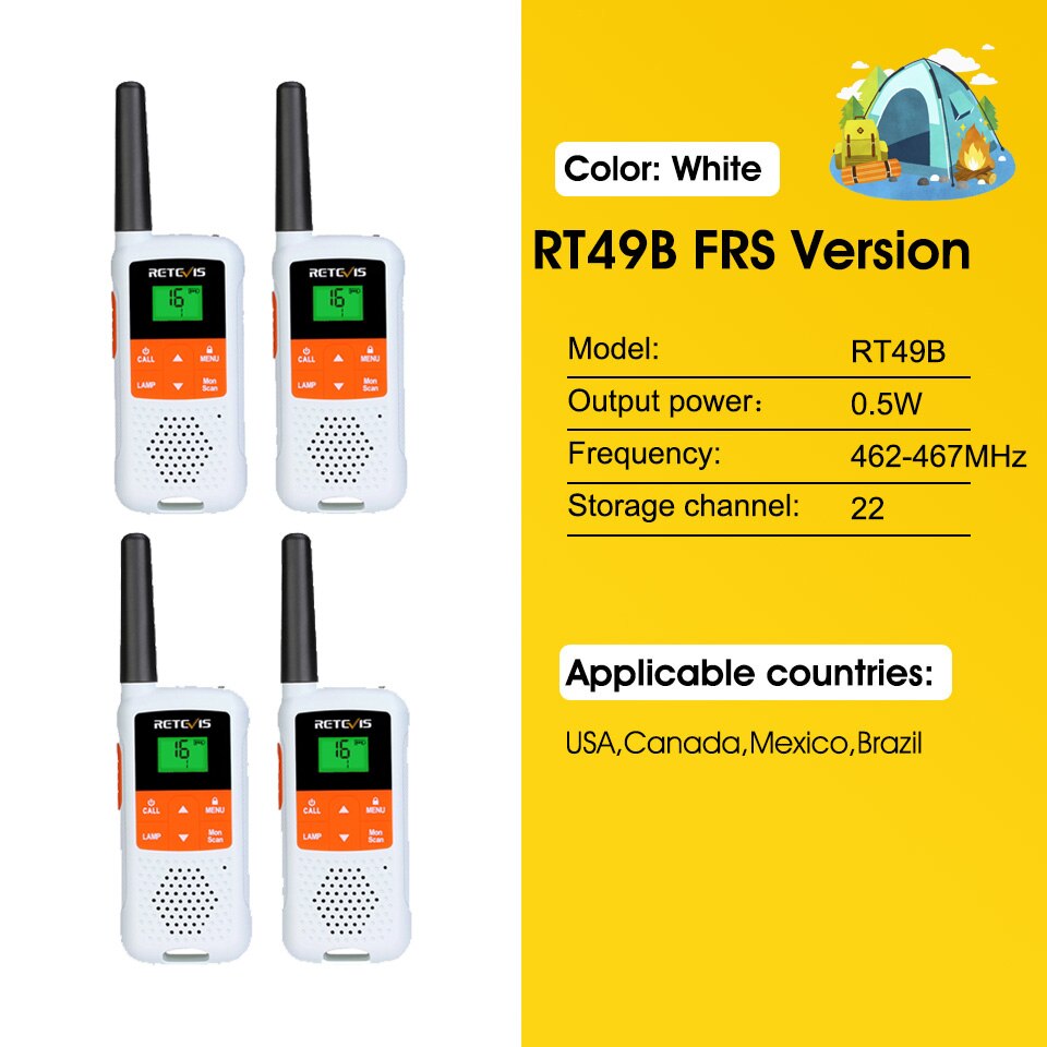 Retevis RT649B Walkie Talkie 2 or 4 Pcs PMR446 Walkie-talkies 1.8km for Motorola Two-way Radio Hunting Fishing Rechargeable VOX