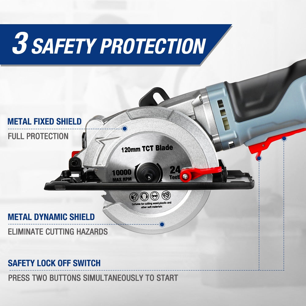 WORKPRO Electric Mini Circular Saw 710W Multifunctional Electric Saw With TCT Blade and Diamond Blade Sawing Machine Power Tools