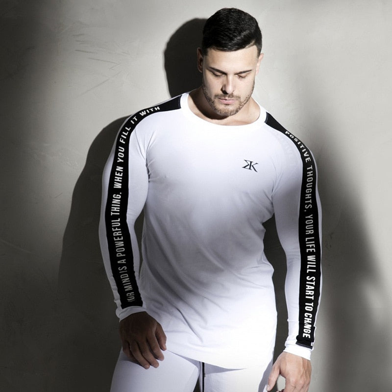 New T-shirt Long Sleeve Autumn Gyms Brand Clothing Cotton Joggres Bodybuilding Exercise Shirt 2XL