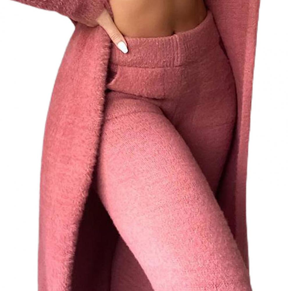 3Pcs/Set Lounge Wear Women Tracksuit Autumn Winter Outfit Cardigan Velvet Crop Top Long Sleeve Coat High Waist Pants Women Set