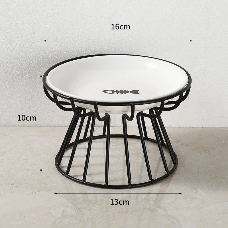 Fashion High-end Pet Bowl Various Cartoon Paw Patterns Stainless Steel Shelf Ceramic Bowl Feeding for Dog and Cat Pet Feeder