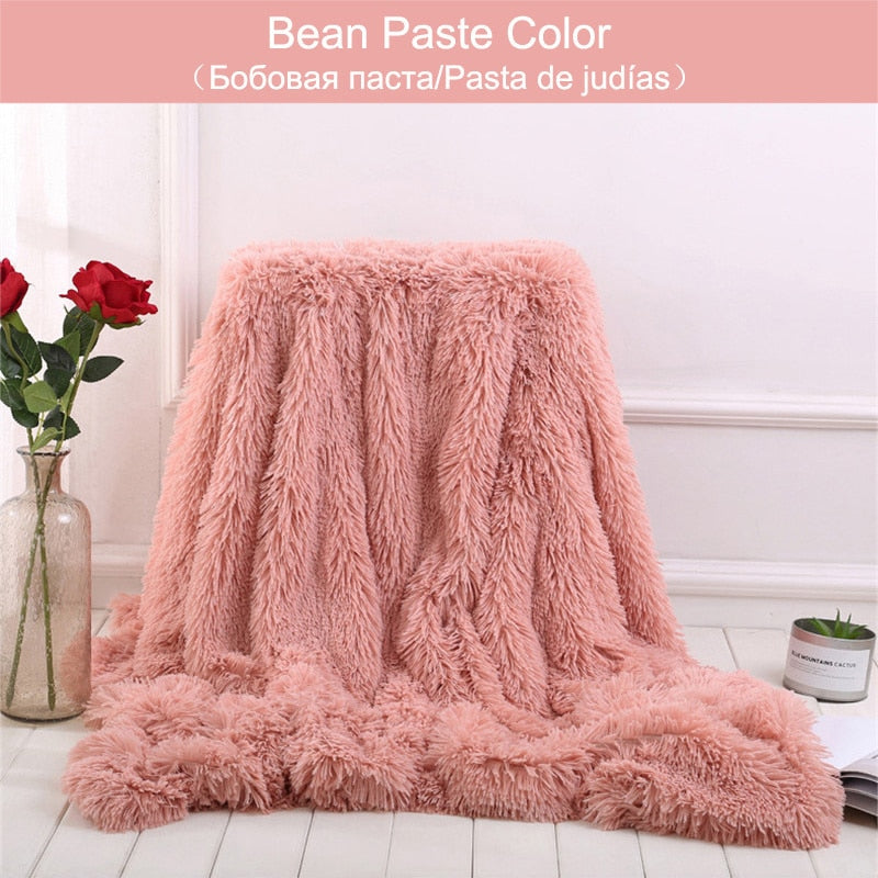 Shaggy Throw Blanket Soft Long Plush Bed Cover Blanket Fluffy Faux Fur Bedspread Blankets for Beds Couch Sofa