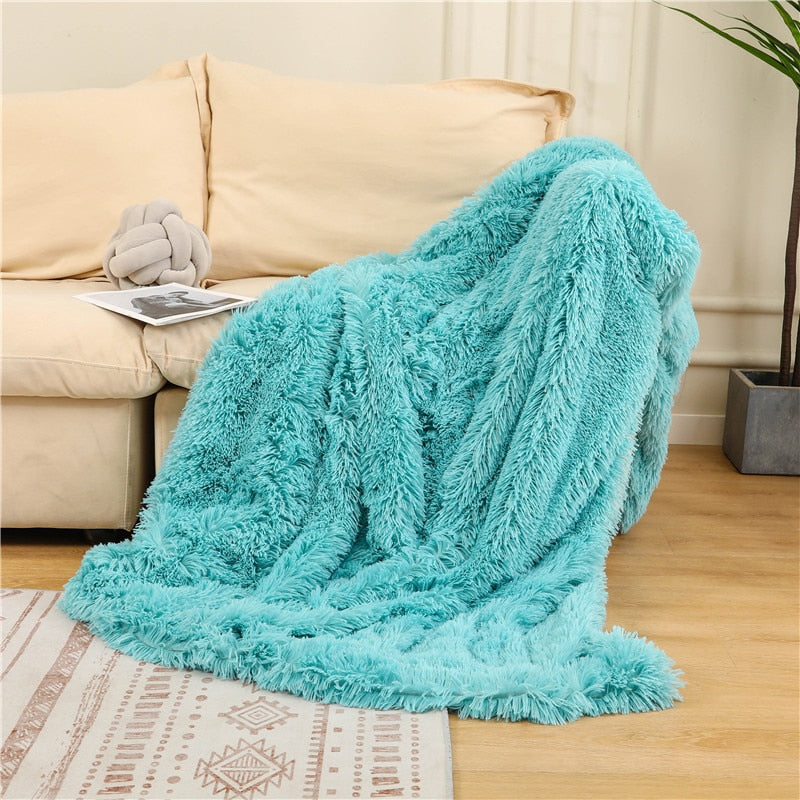 Shaggy Throw Blanket Soft Long Plush Bed Cover Blanket Fluffy Faux Fur Bedspread Blankets for Beds Couch Sofa